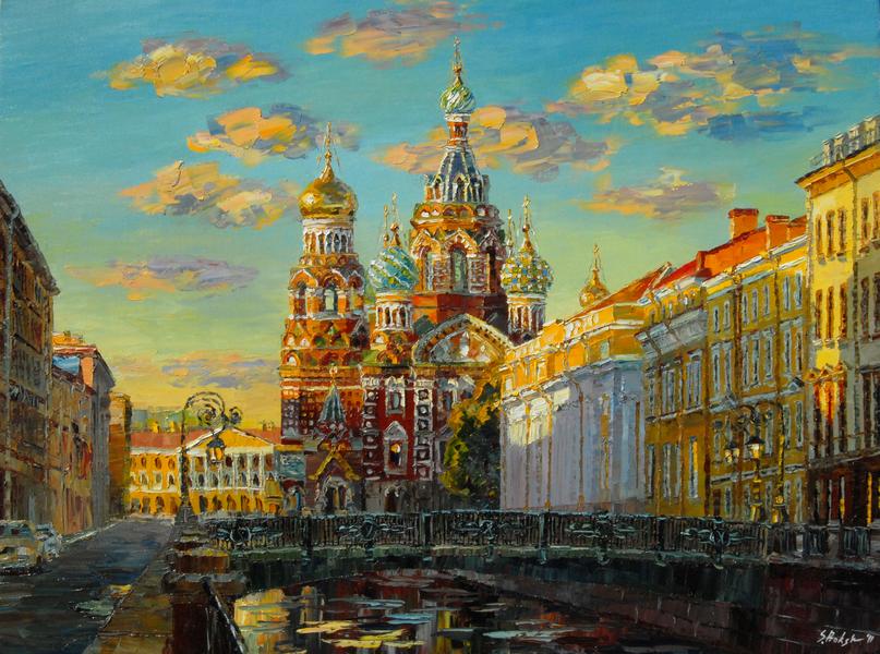 ELENA DUBNIKOVA * CHURCH ON SPILT BLOOD * Oil on Canvas 60x80